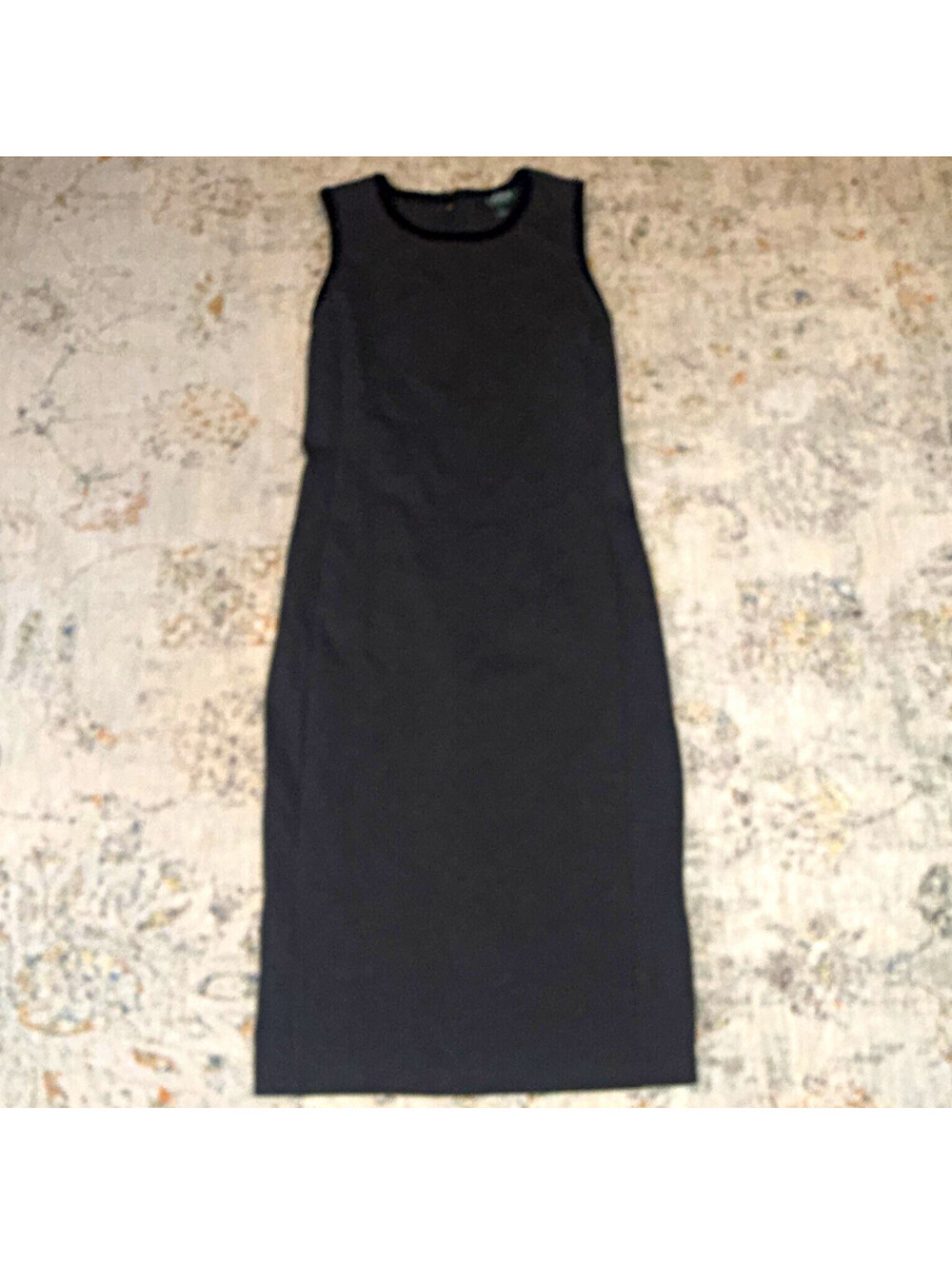 Lauren Ralph Lauren Gray Velvet Trim Sleeveless Stretch Midi Dress XS A169